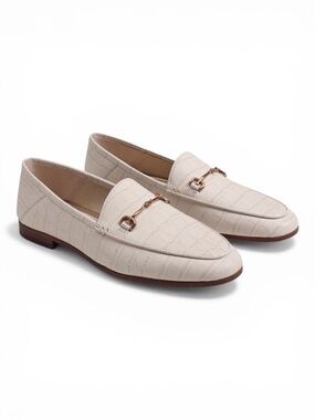 Sam Edelman Loraine Bit Loafer Cream Croc-Embossed/Gold Size-5.5 NIB